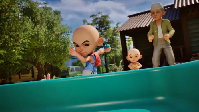 game Upin & Ipin Universe punya mini game bermain gasing