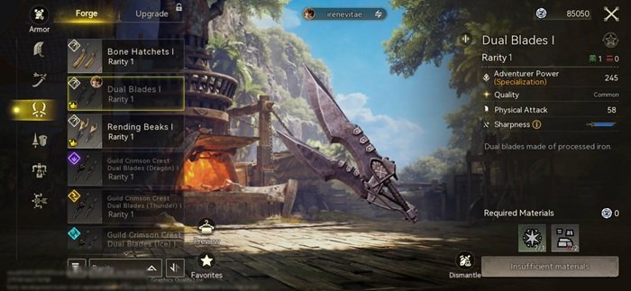 Monster Hunter Outlanders crafting senjata